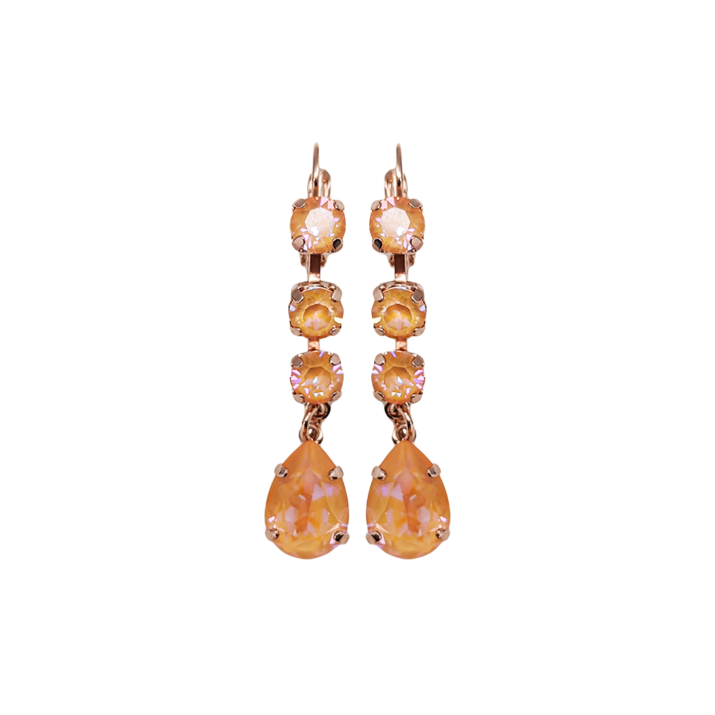 Round and Pear Dangle Leverback Earrings in Sun-Kissed "Peach" *Custom*