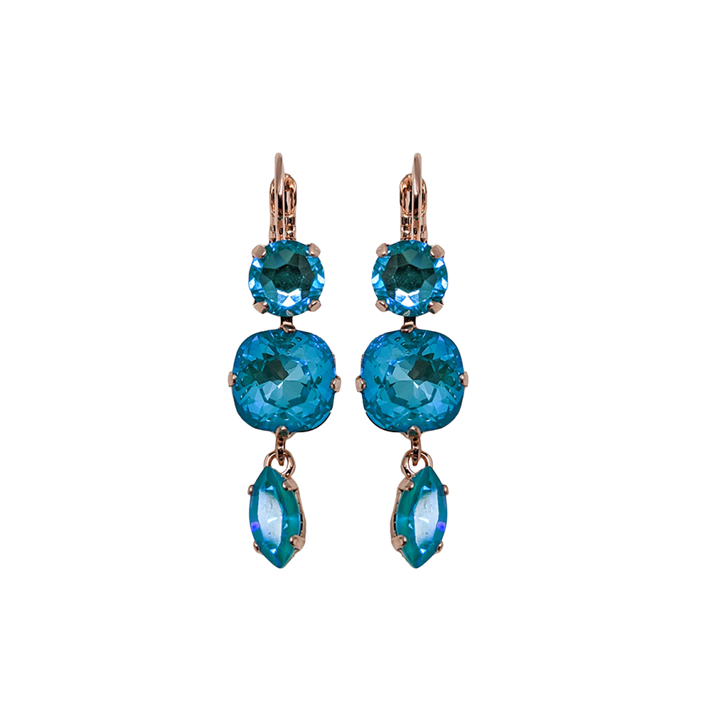 Round and Cushion Cut Leverback Earrings in Sun-Kissed "Laguna" *Custom*