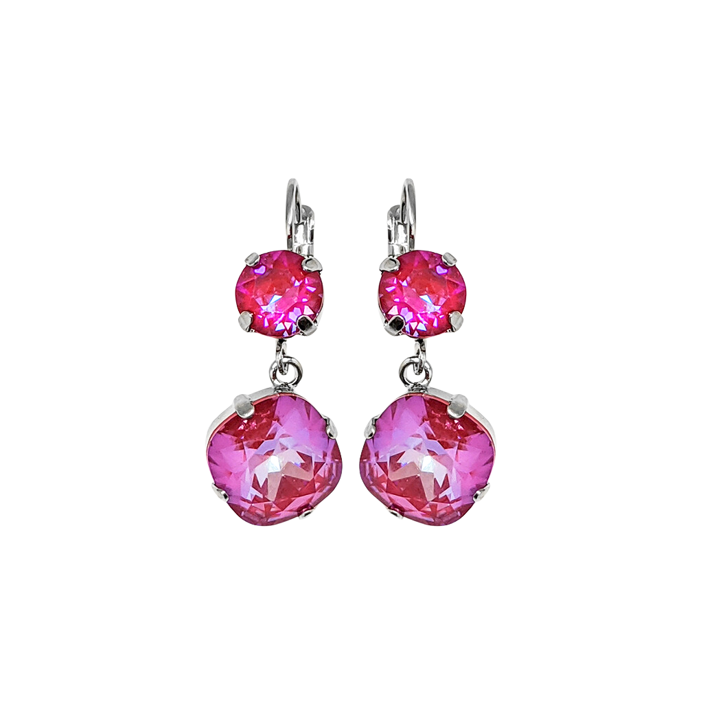 Round and Cushion Cut Leverback Earrings in Sun-Kissed "Blush" *Custom*