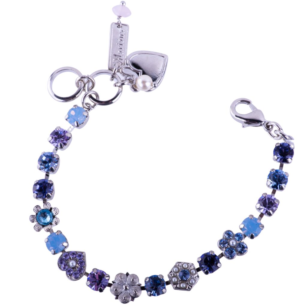 Petite Heart and Flower Bracelet in "Blue Skies" *Custom*
