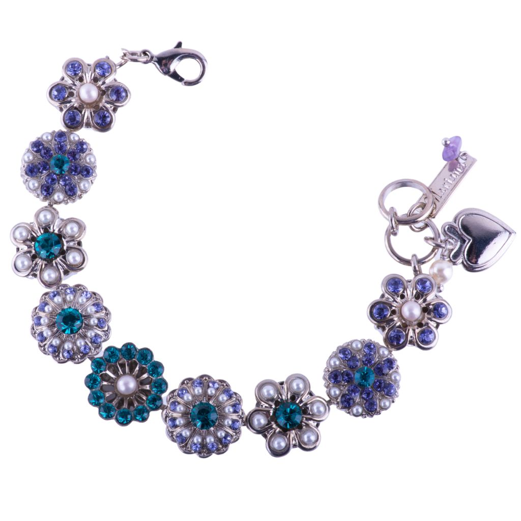 Extra Luxurious Rosette Bracelet in "Violet" - Rhodium
