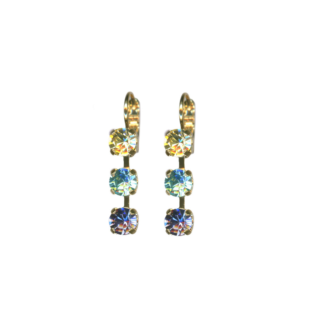 Small Three Stone Leverback Earrings in "Vineyard Veranda" *Custom*