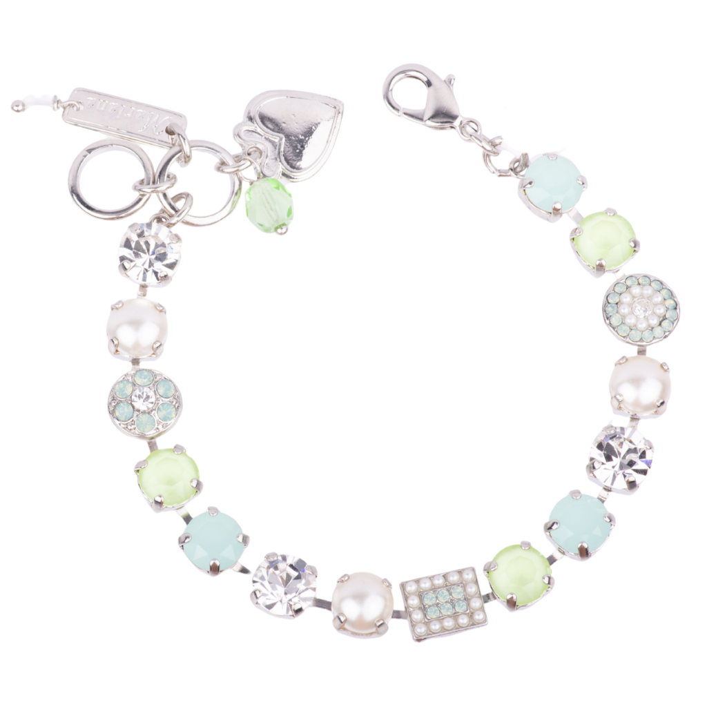 Medium Cluster and Pavé Bracelet in "Malibu Mint" - Rhodium