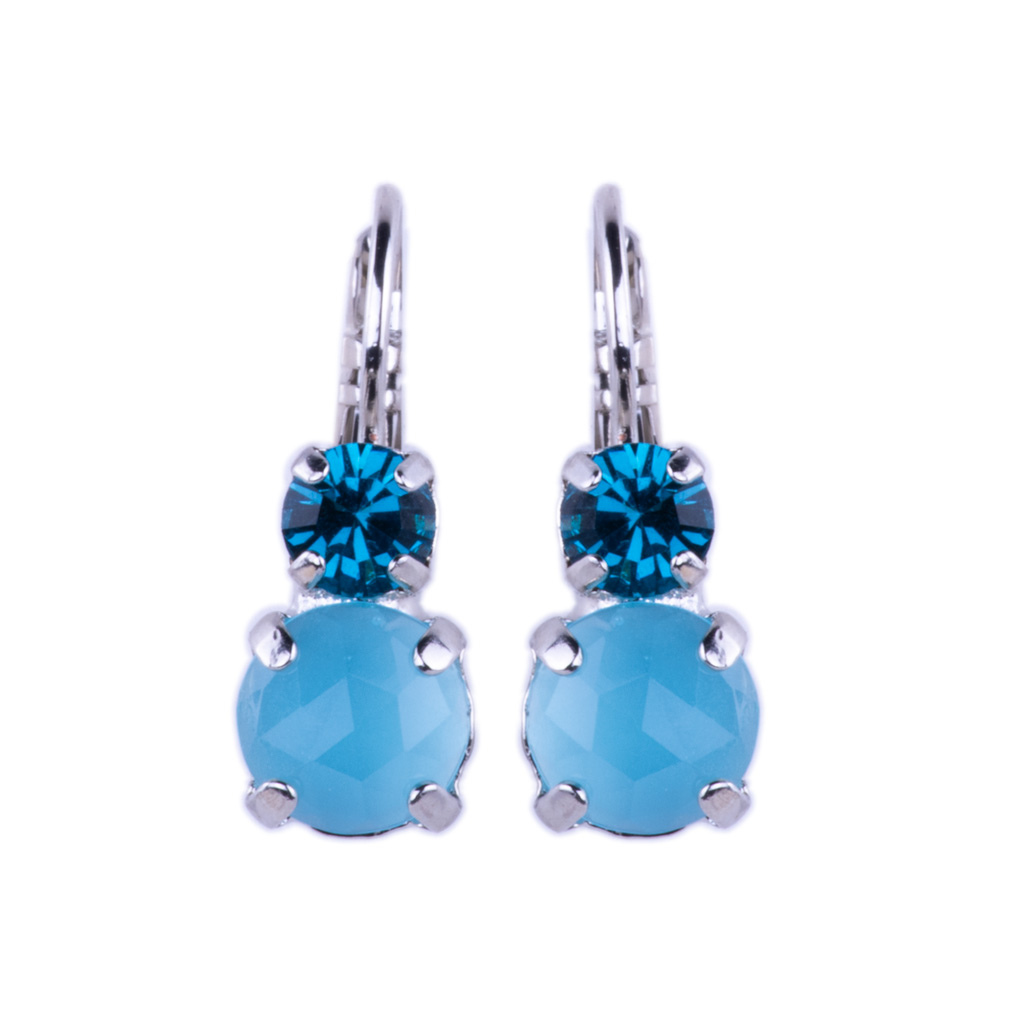 Medium Double Stone Leverback Earrings- "Blue Quartz" *Custom*