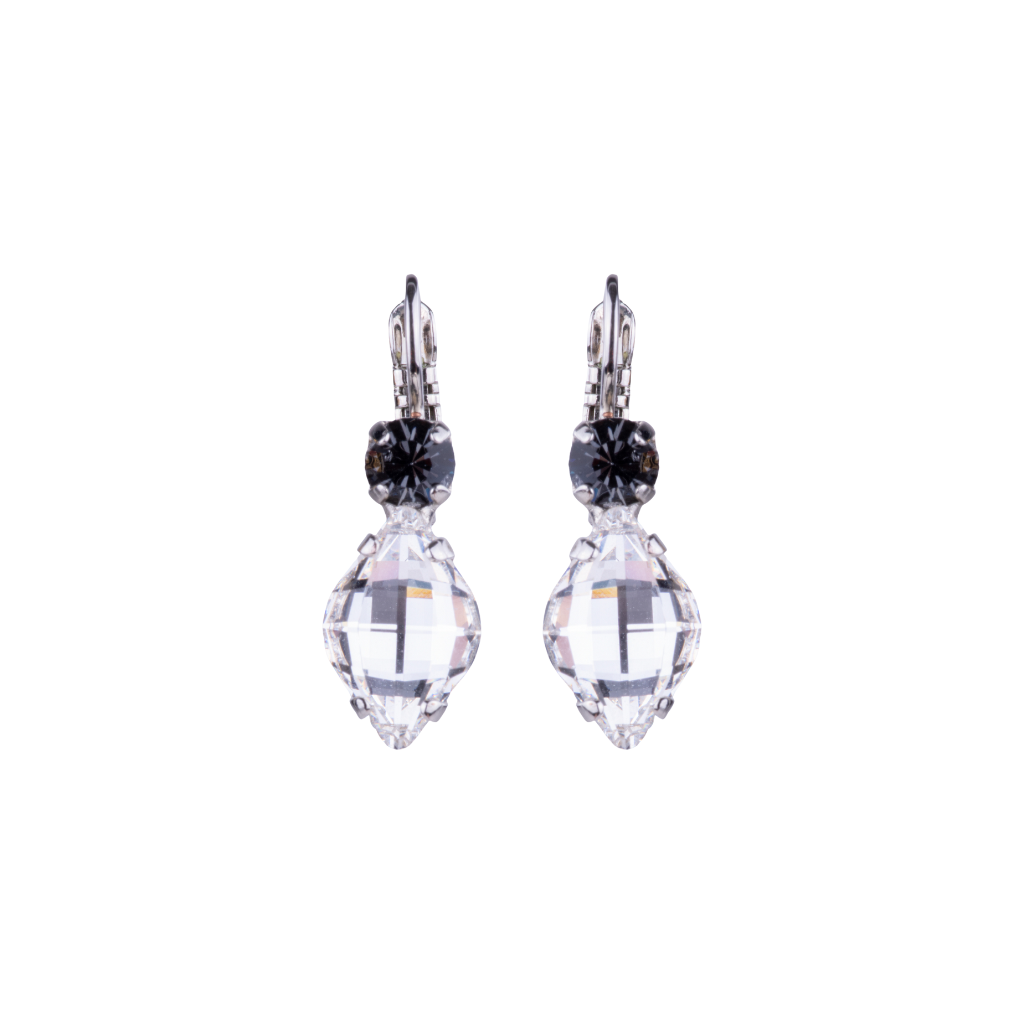Tetra Leverback Earrings in "Black Orchid" - Rhodium