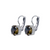 Large Leverback Earrings in "Smoky Quartz" - Antique Silver