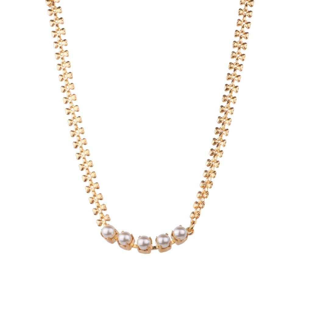 Five Crystal & Chain Choker Necklace in "Coated Pearl" *Custom*