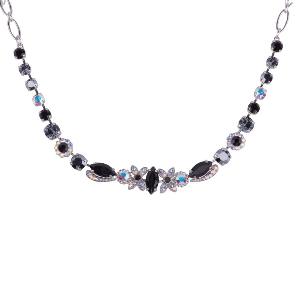 Marquise and Round Necklace with Flower Adornments in  "Tuxedo" *Custom*