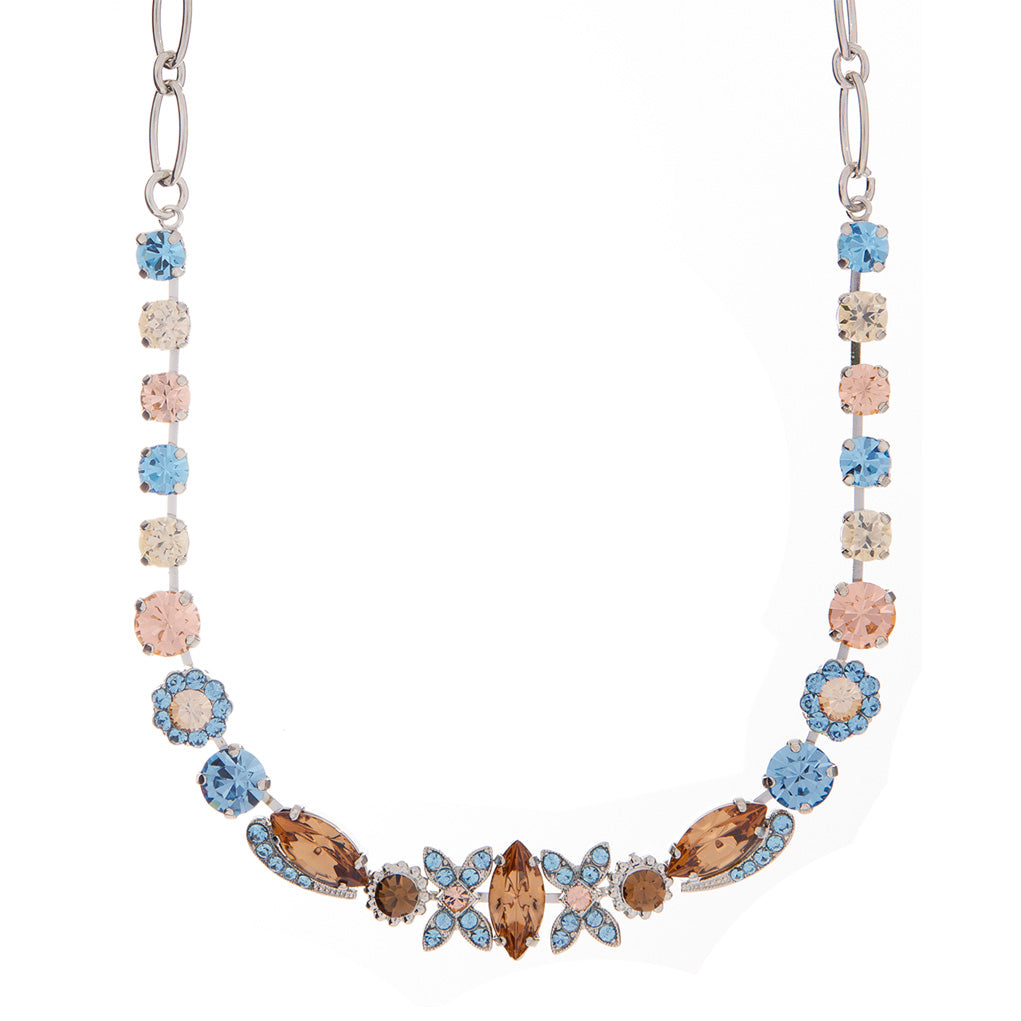 Marquise and Round Necklace with Flower Adornments in  "First Toast" *Custom*