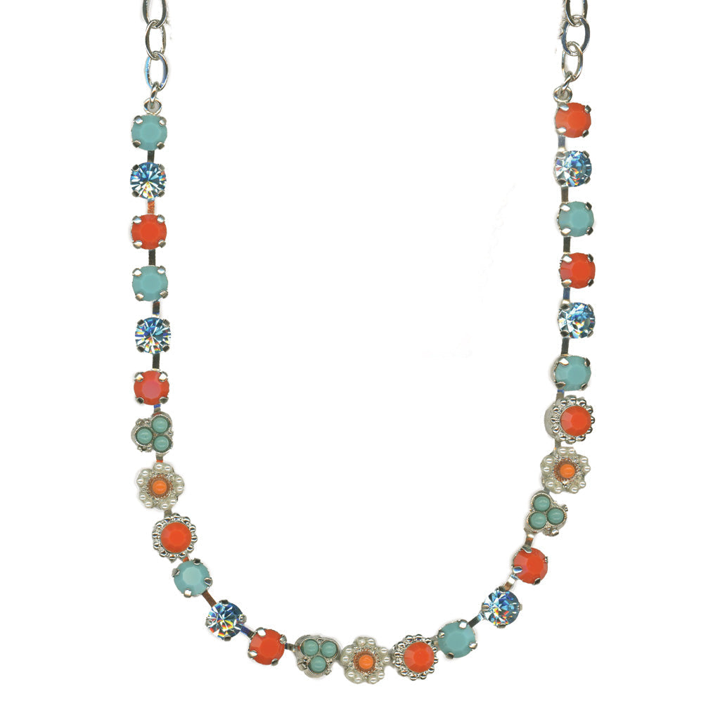 Petite Blossom Necklace in "Mythical Dusk" - Rhodium
