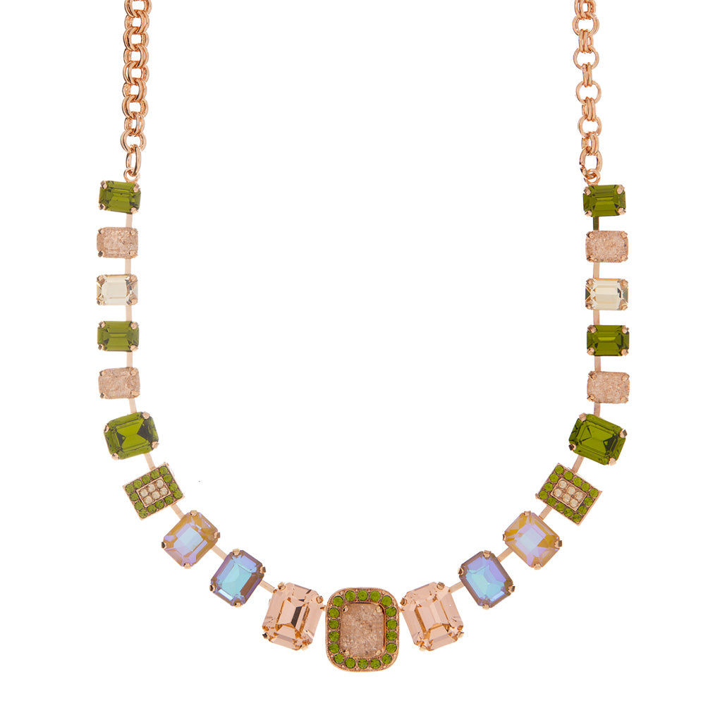 Large Emerald Necklace with Chain-Link in "Olive Garnish" *Custom*