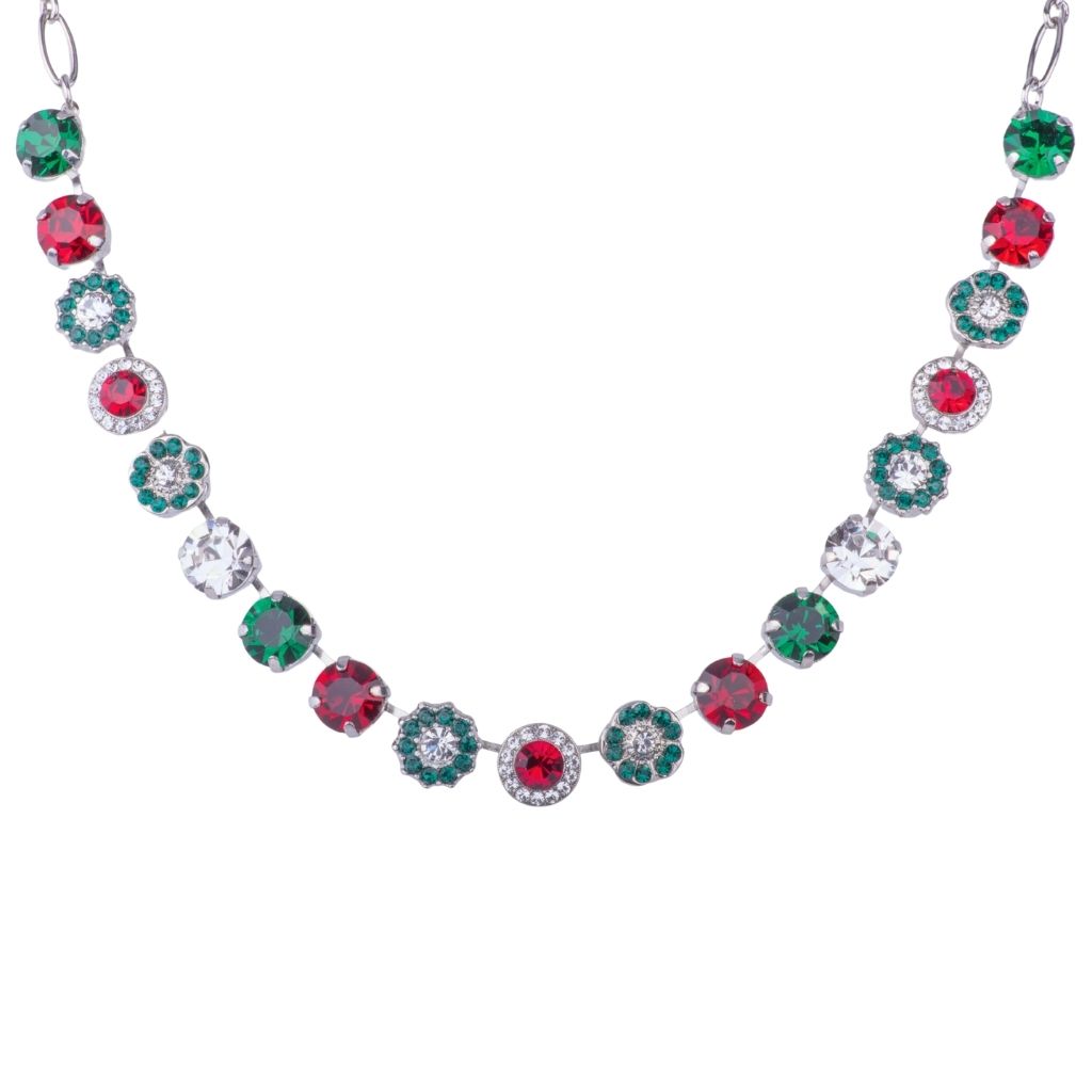 Large Rosette Necklace in "Holly" - Rhodium