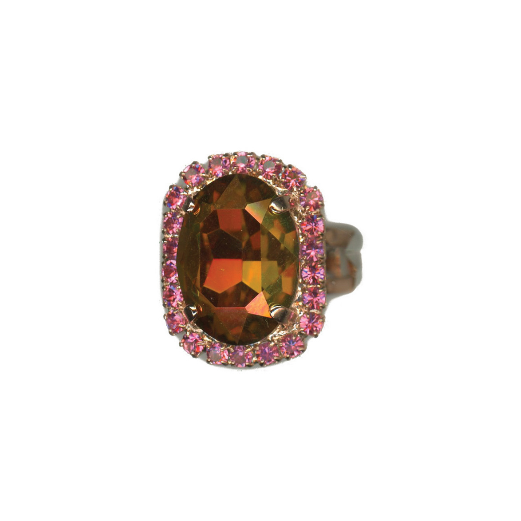 Extra Luxurious Oval Halo Ring in "Bougainvillea" *Custom*