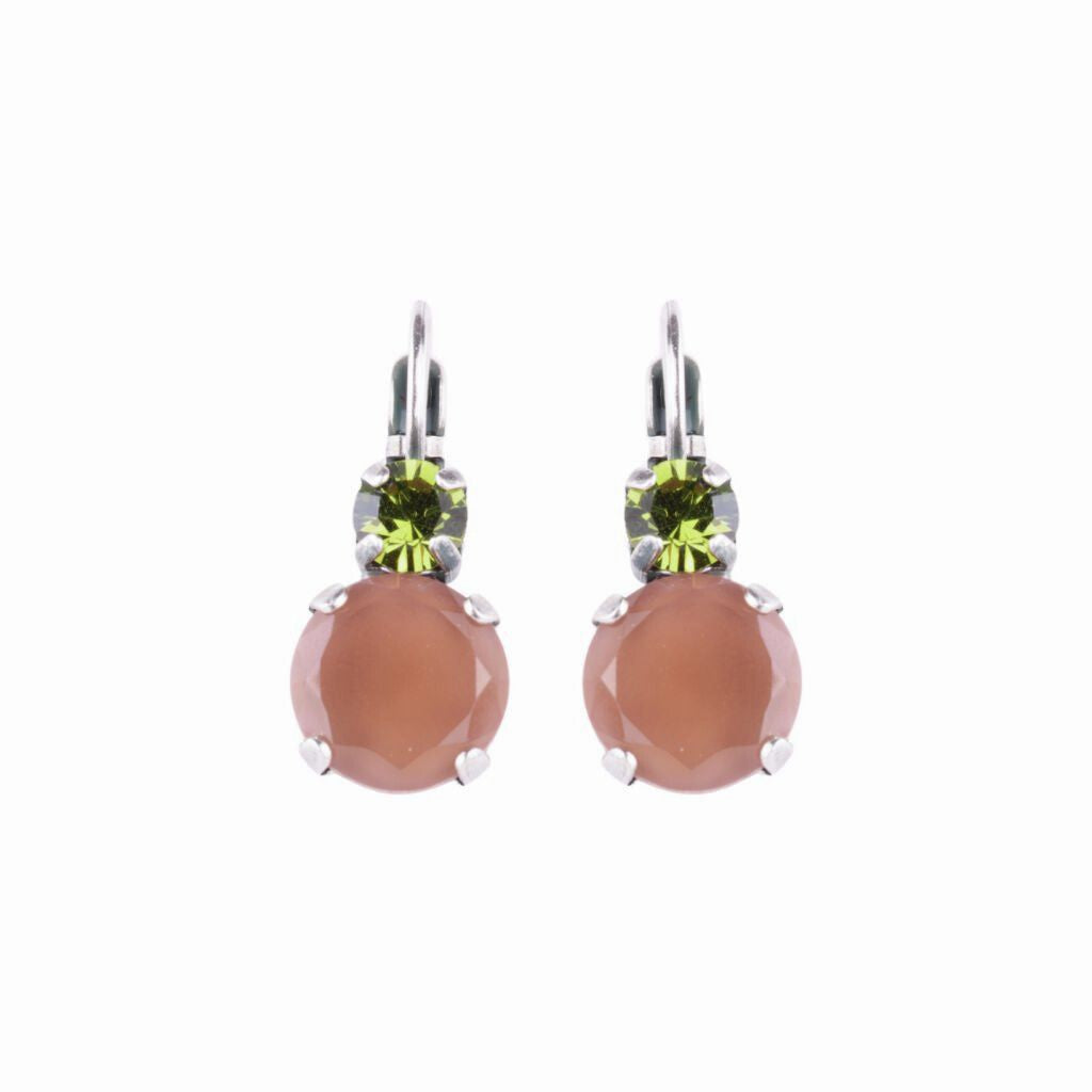 Large Double Stone Leverback Earrings "Sedona" - Antique Silver