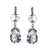 Cushion & Pear Drop Leverback Earrings in "Crystal Clear" - Antiqued Silver