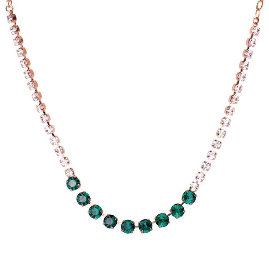 Graduated Everyday Necklace in "Emerald Eve" - Rose Gold