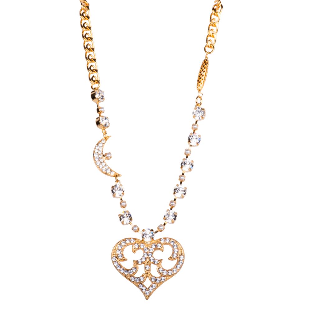 Ornate Heart and Moon Pendant  in "On a Clear Day" - Yellow Gold