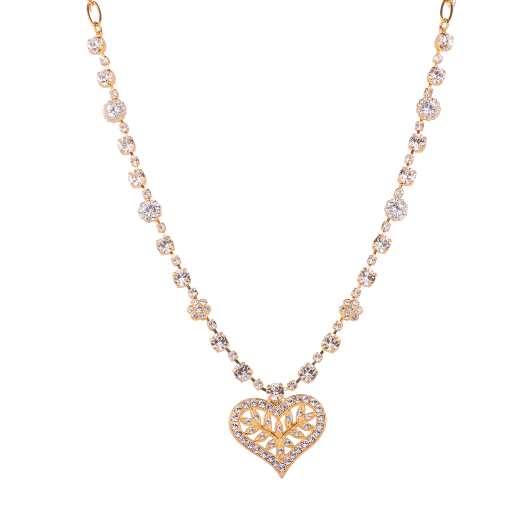 Ornate Heart Pendant with Elemental Chain in "On a Clear Day" - Yellow Gold