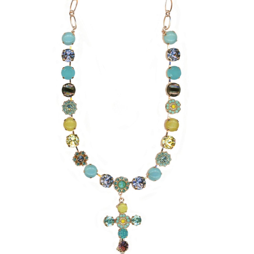 Large Daisy Necklace With Cross in "Vineyard Veranda" *Custom*