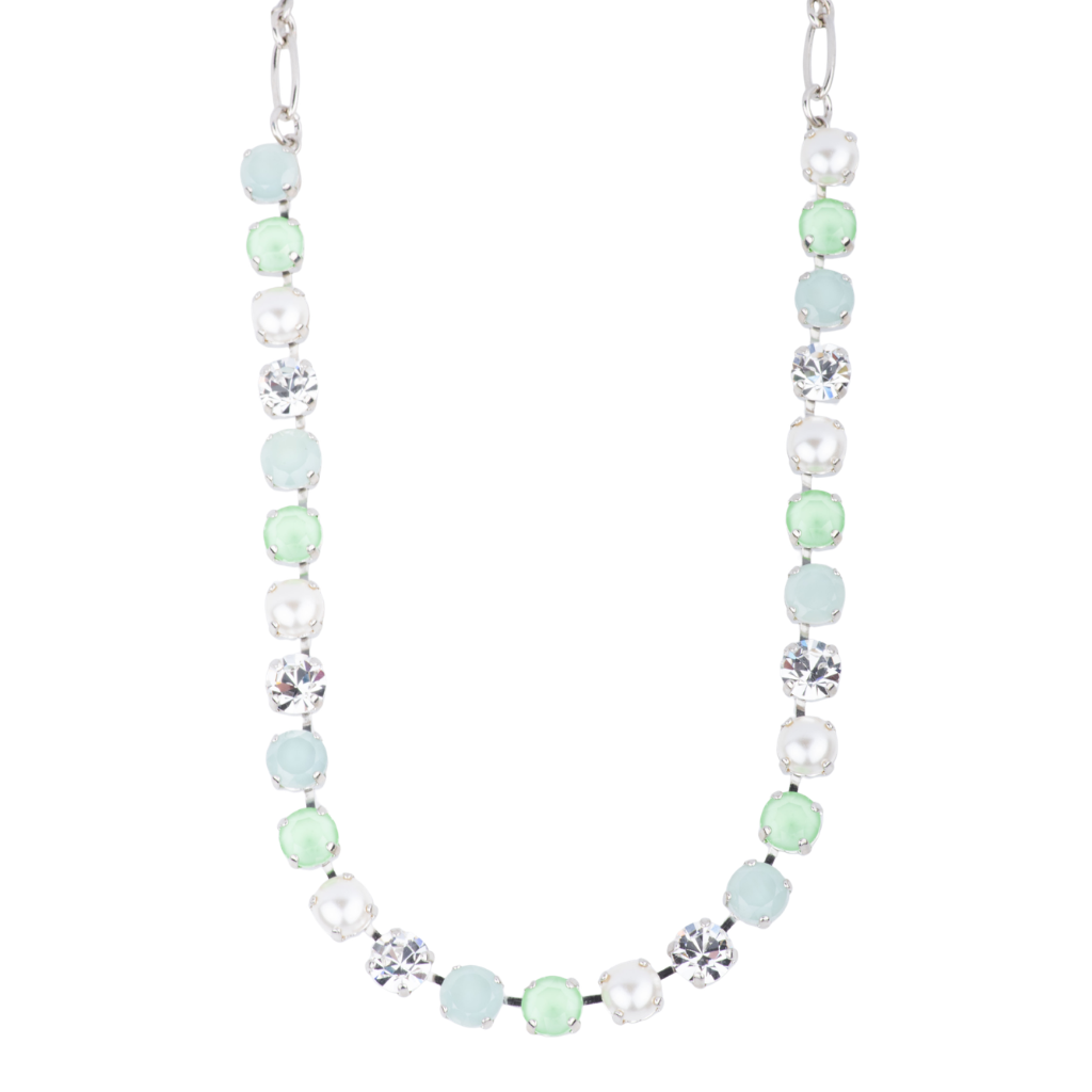 Medium Everyday Necklace "Malibu Mint" - Rhodium