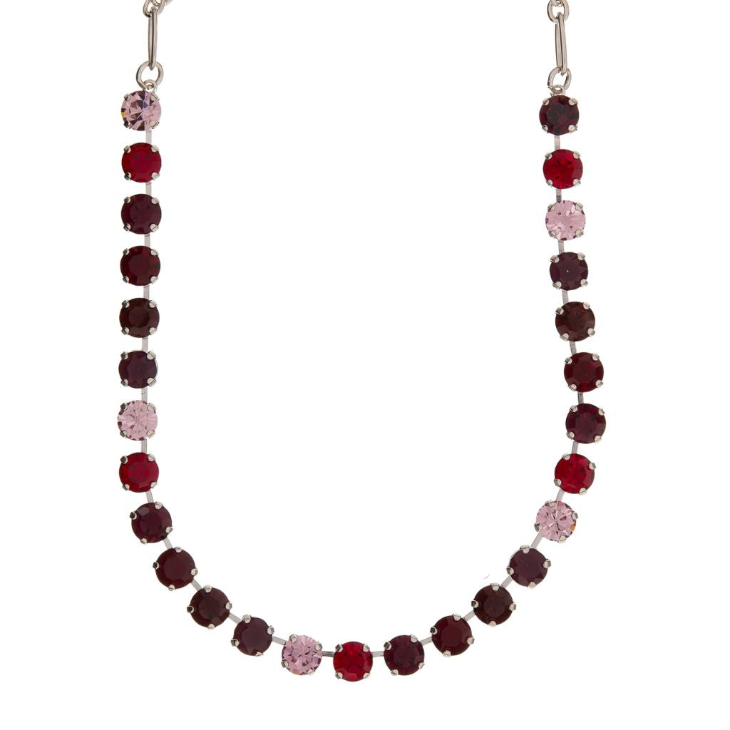 Medium Everyday Necklace in "Cranberry Crush" - Rhodium