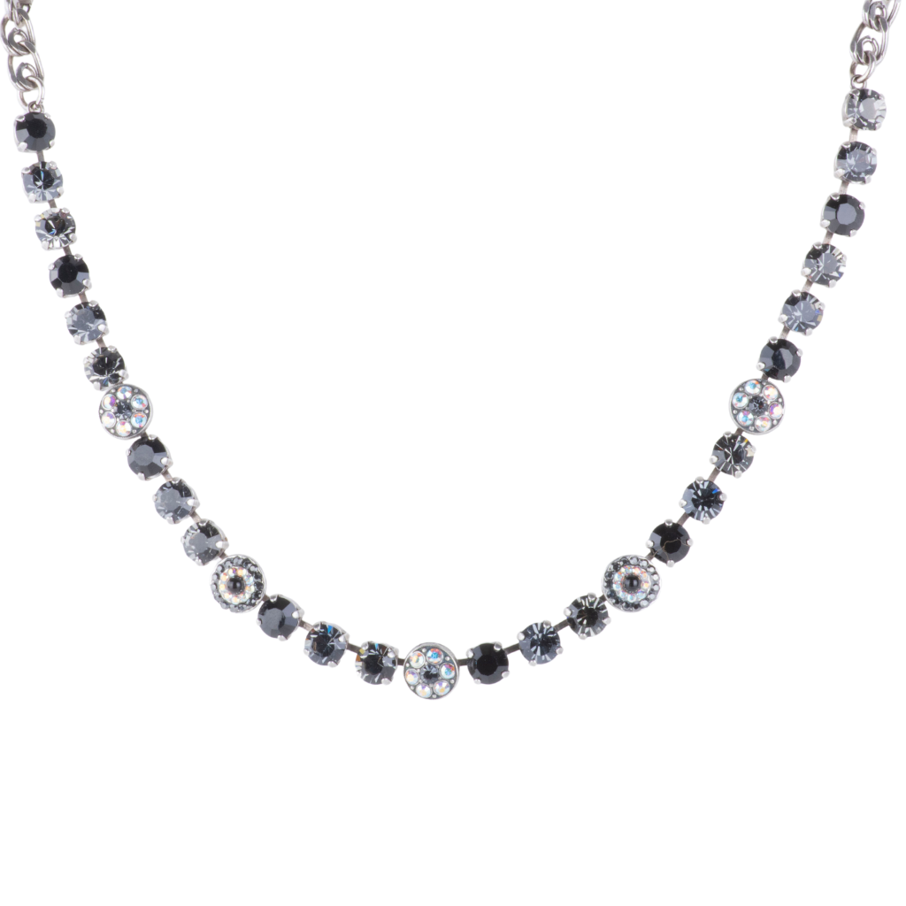 Medium Pavé Necklace in "Tuxedo" - Antiqued Silver