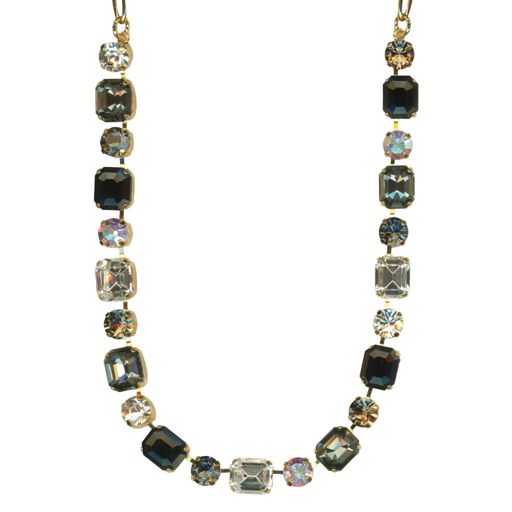 Medium Emerald and Round Necklace in "Obsidian Shores" *Custom*