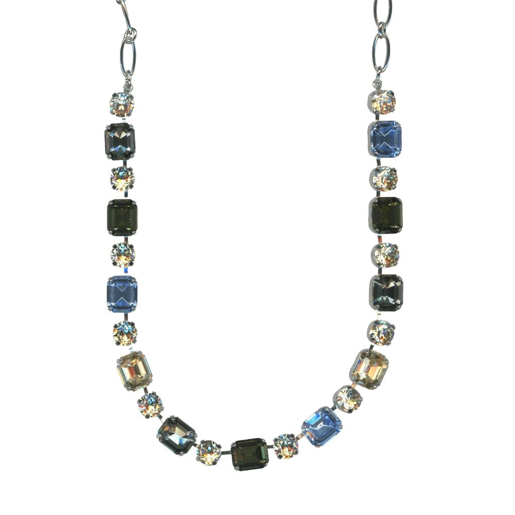 Medium Emerald Cut and Round Necklace in "Morning Mist" *Custom*