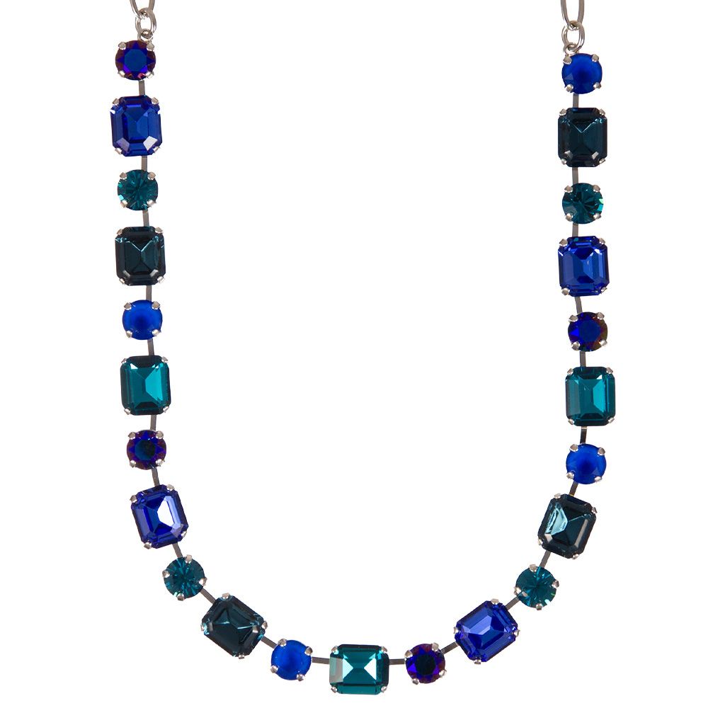 Medium Emerald and Round Necklace in "Indigo Hour" *Custom*