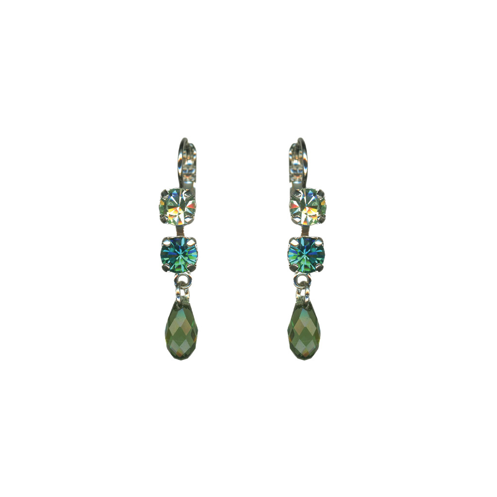 Small Two Stone Dangle Leverback Earrings in  "Ivy Villa" *Custom*