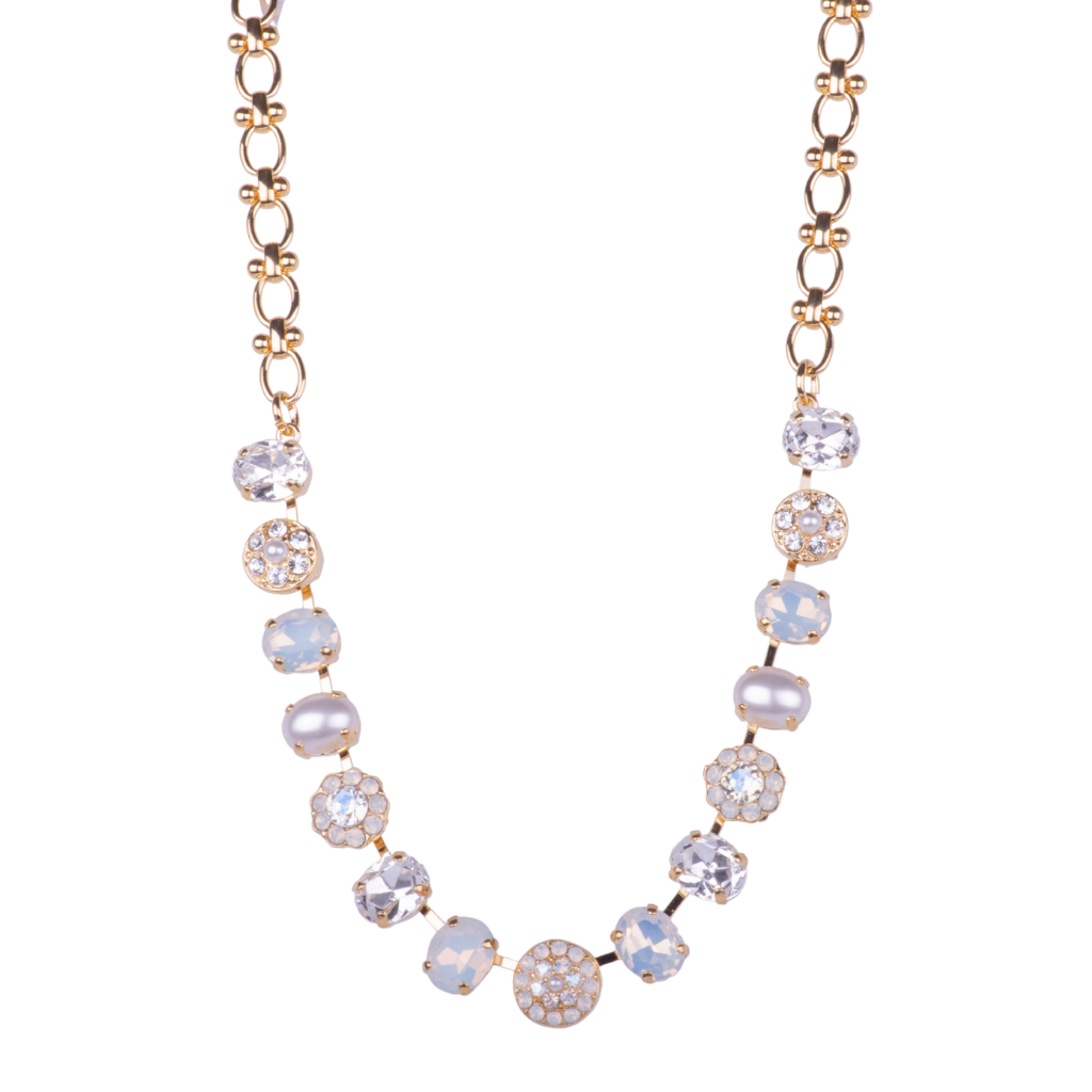 Medium Oval Elemental Necklace in "Ivory" - Yellow Gold