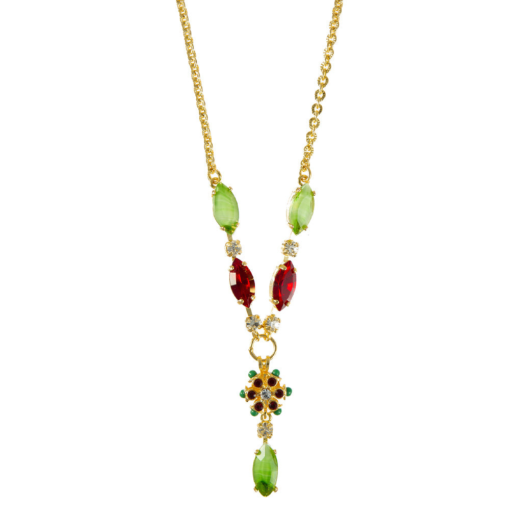 Marquise Flower Pendant in "Holly" - Yellow Gold