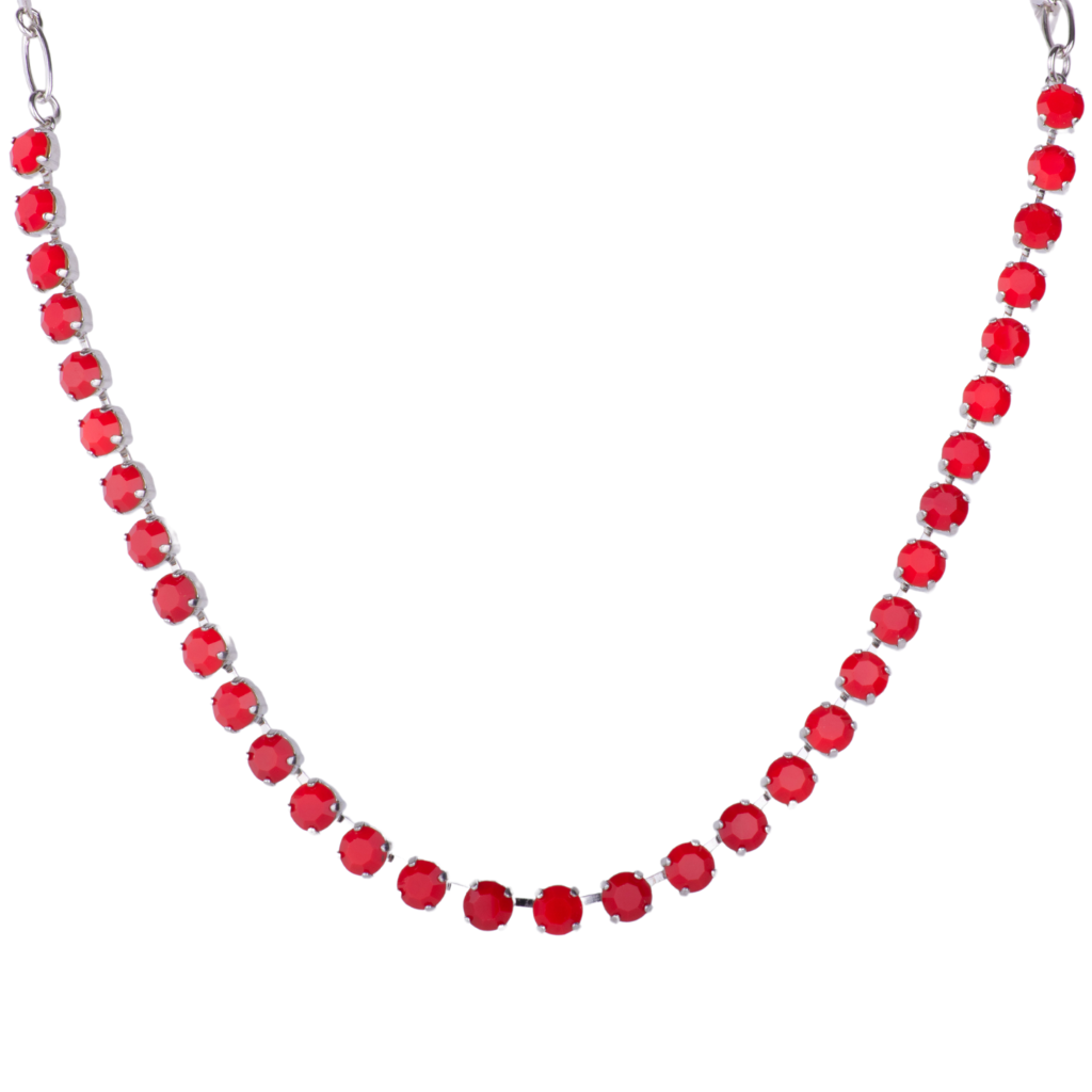 Medium Classic Necklace in "Red Coral" - Rhodium