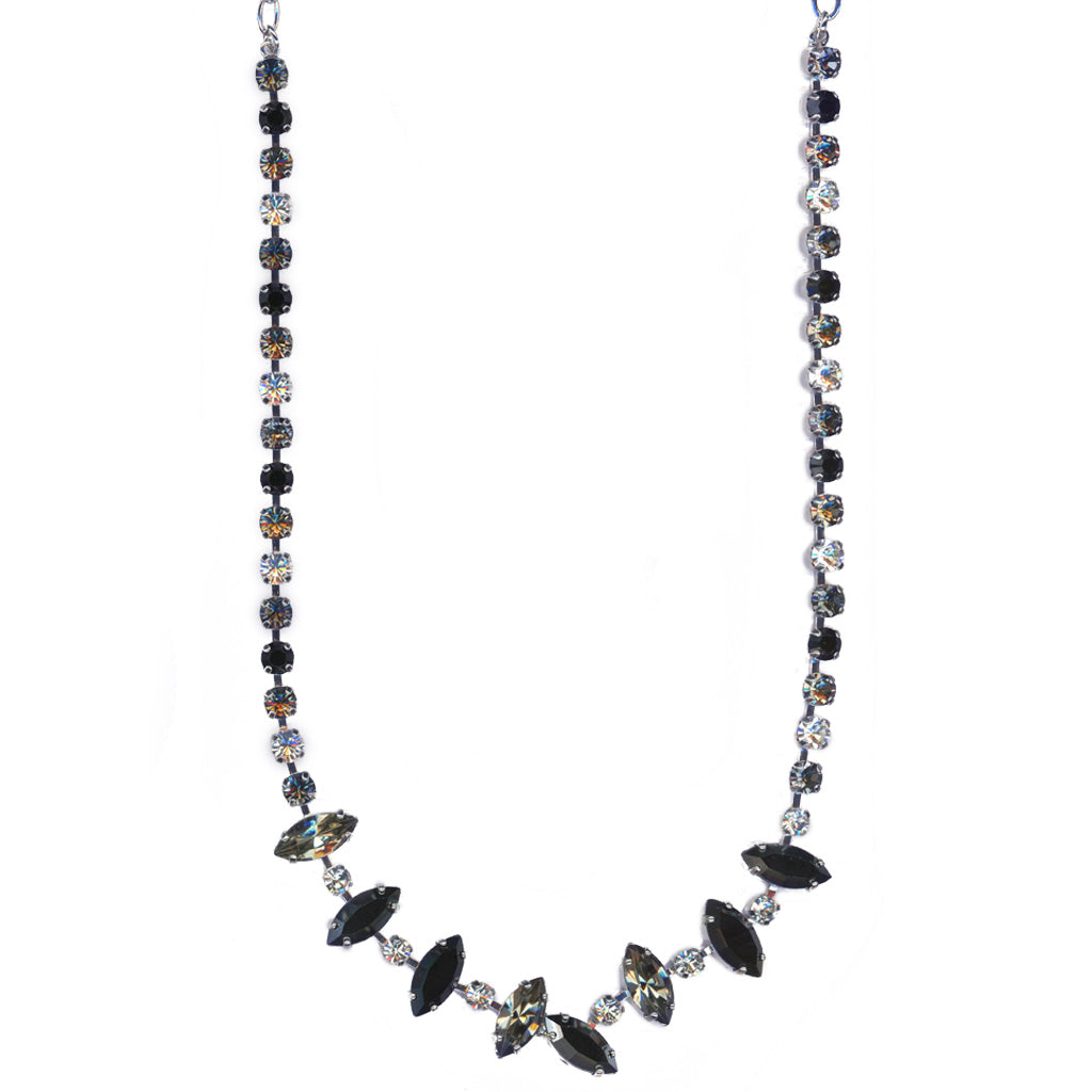 Small & Marquise Necklace in "Obsidian Shores" - Rhodium