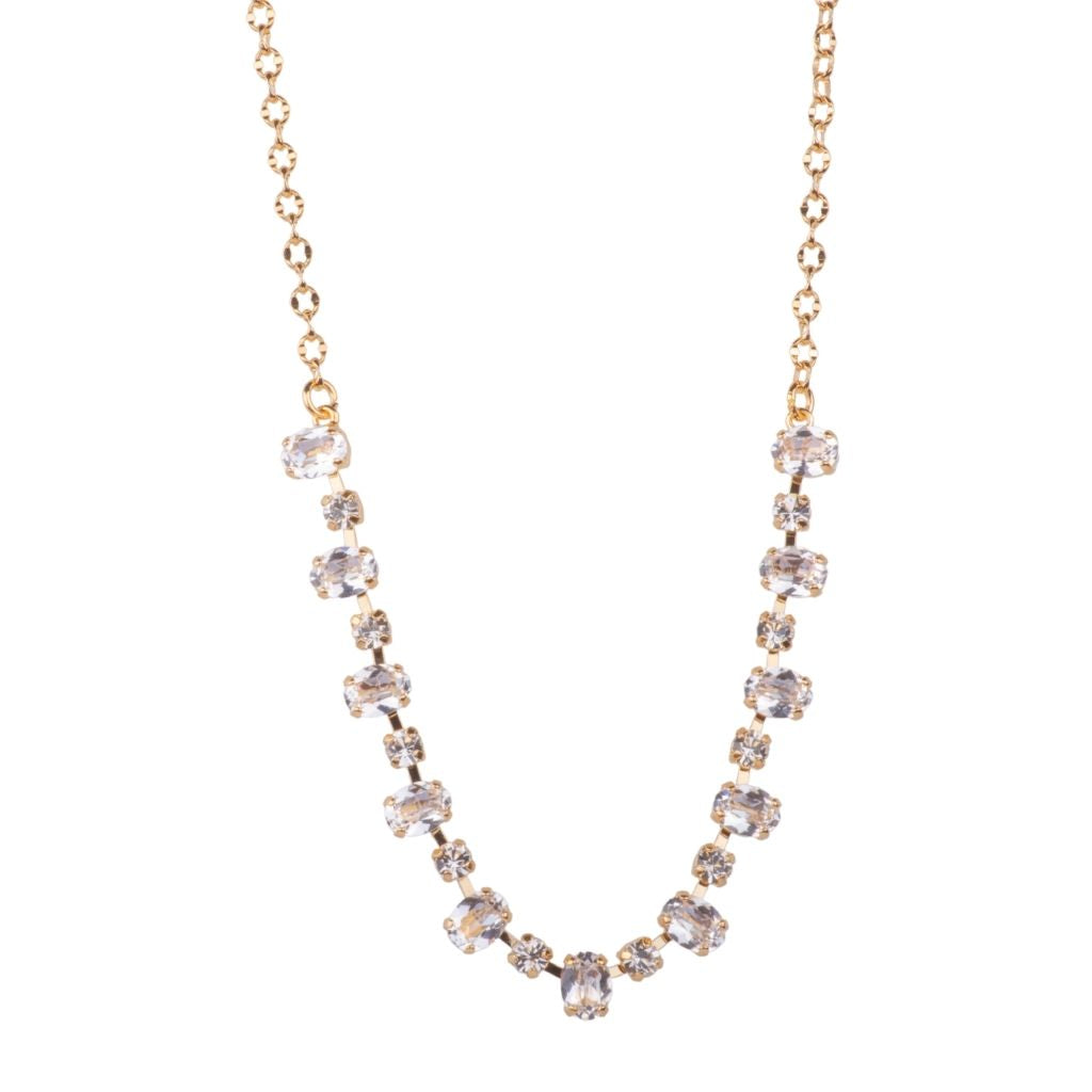 Small Oval and Round Necklace in "Clear Ignite" - Yellow Gold