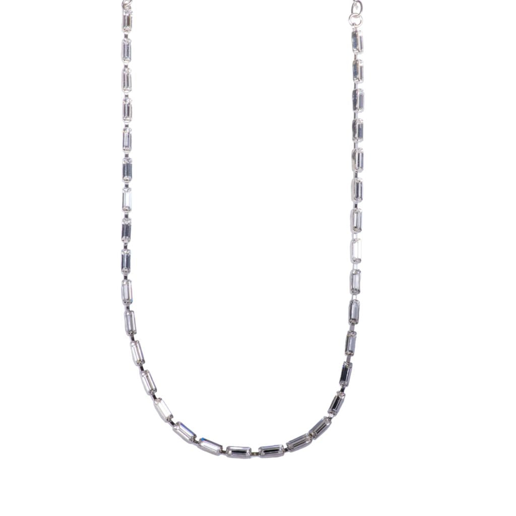 Petite Baguette Necklace in "On a Clear Day" - Rhodium