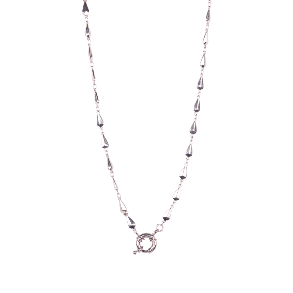 Diamond Spring Ring Charm Chain - Rhodium