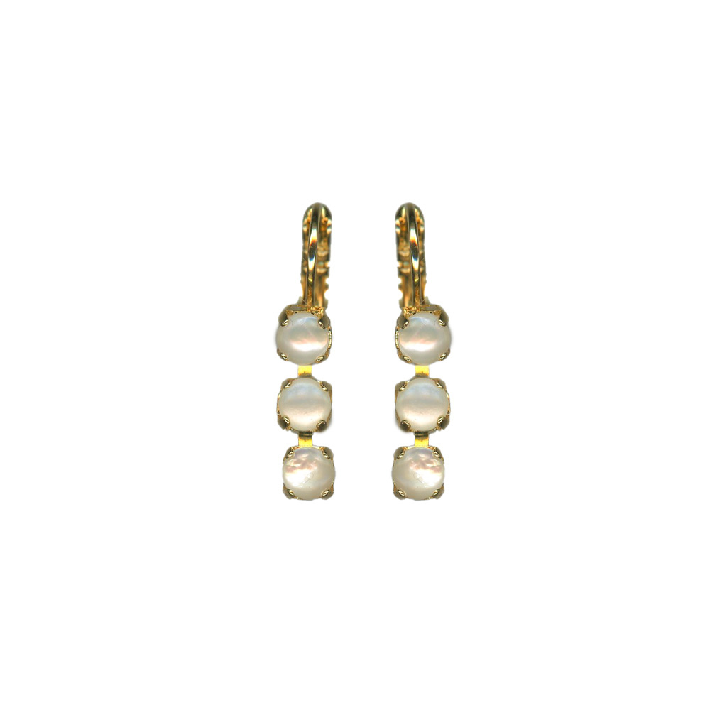 Petite Three Stone Leverback Earrings in "White Shell" *Custom*