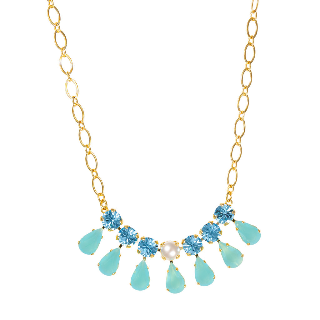 Medium Multi-Tear Drop Necklace in "Turquoise" - Rhodium