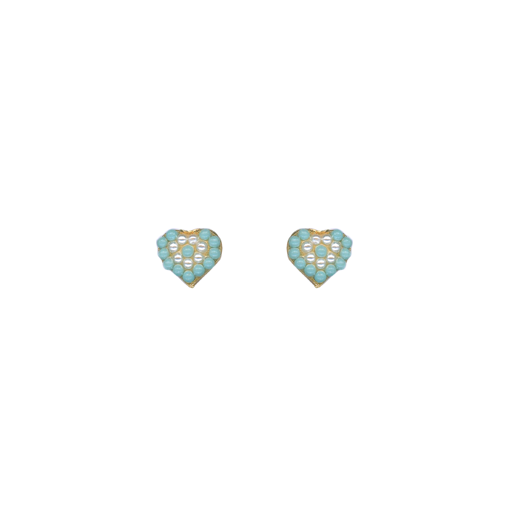 Petite Heart Post Earrings in "Mythical Dusk" - Yellow Gold