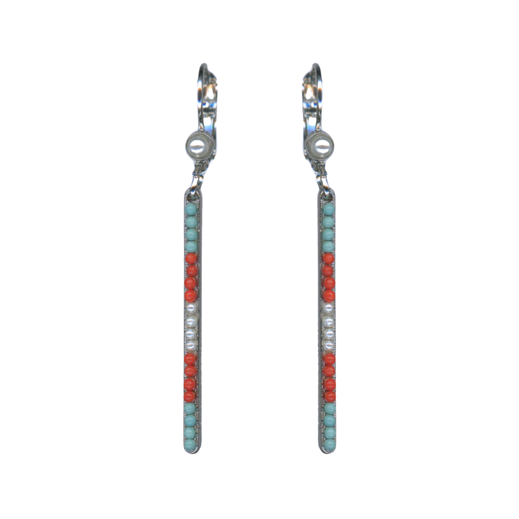 Petite Bar Leverback Earrings in "Mythical Dusk" - Rhodium