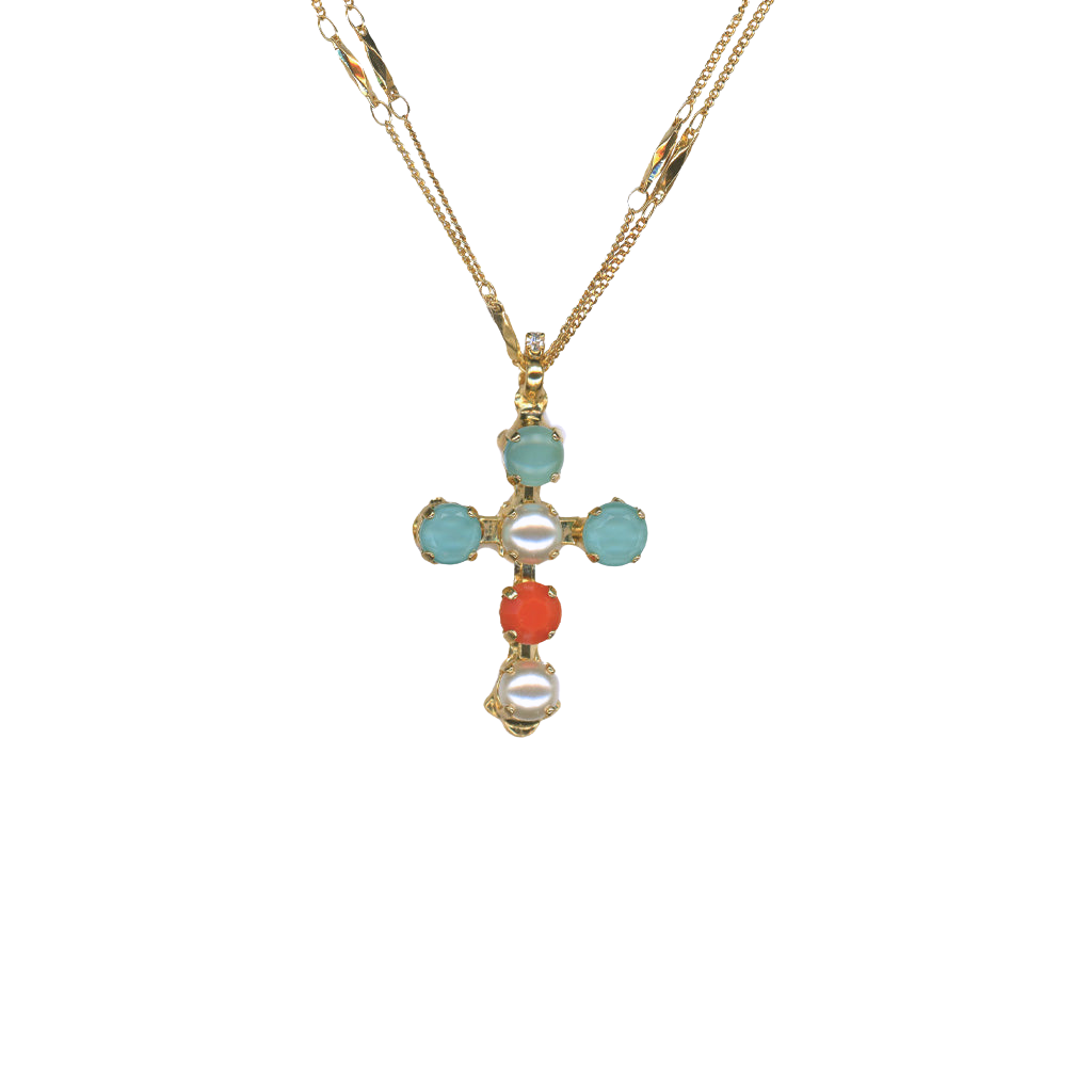 Medium Cross Pendant in "Mythical Dusk" - Yellow Gold