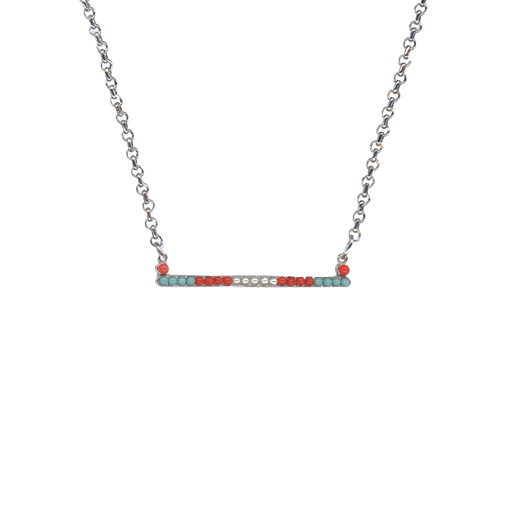 Horizontal Bar Pendant in "Mythical Dusk" - Rhodium