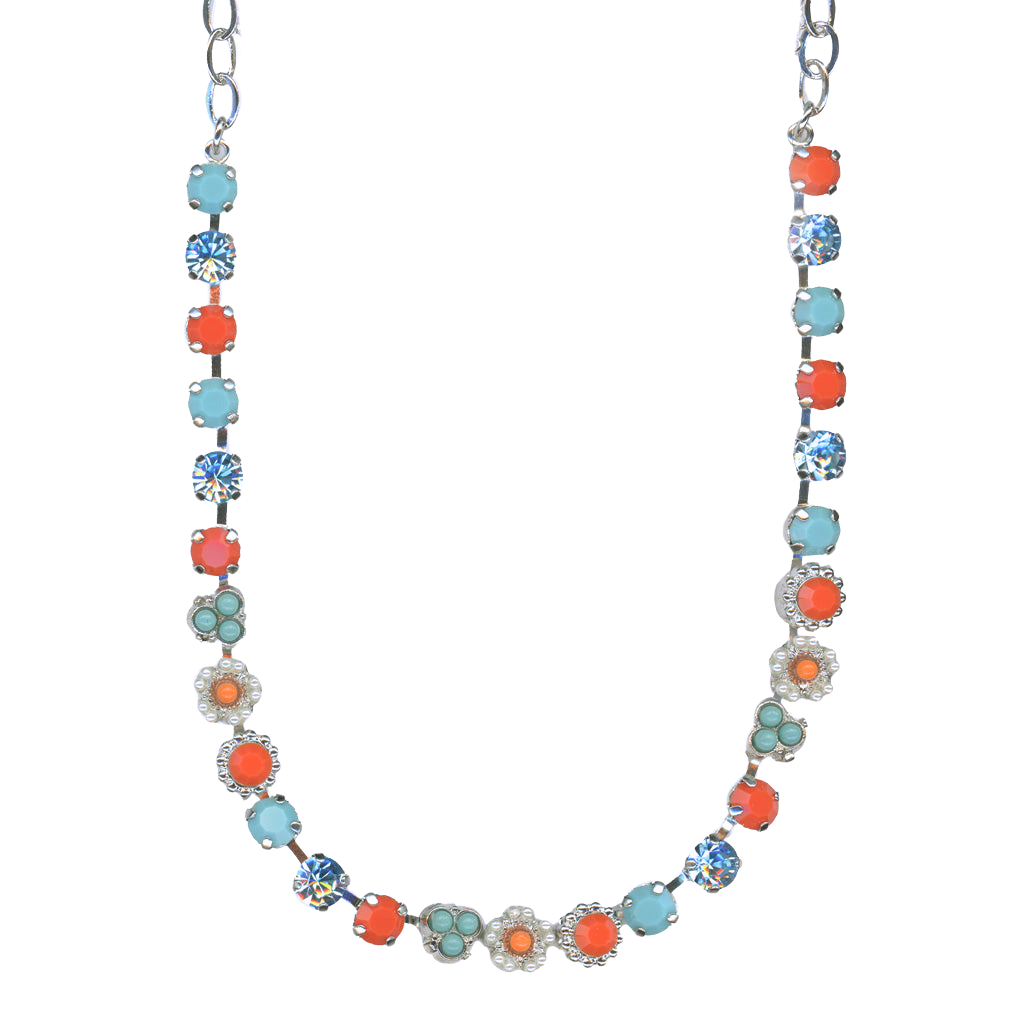 Petite Blossom Necklace in "Mythical Dusk" - Rhodium