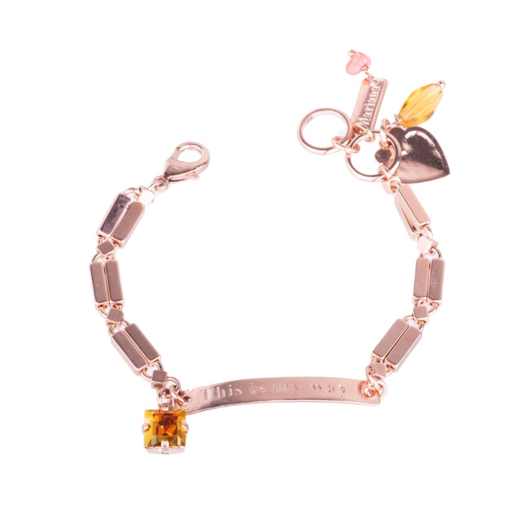 Inspirational Square Stone Bracelet in "Astral Pink" - Rose Gold