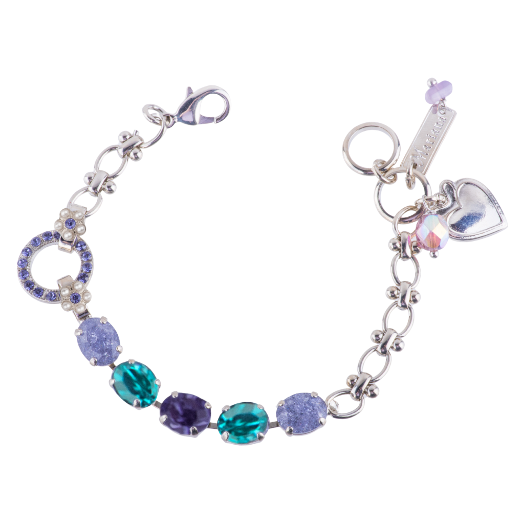 Oval Chain Bracelet in "Violet" - Antique Silver