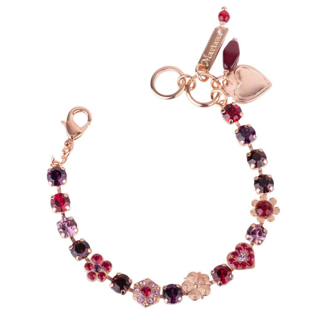 Small Heart and Flower Bracelet in "Cranberry Crush" *Custom*