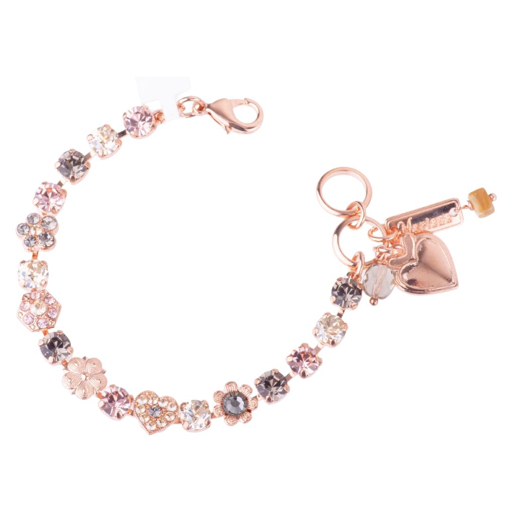Small Heart and Flower Bracelet in "Champagne Kisses" *Custom*