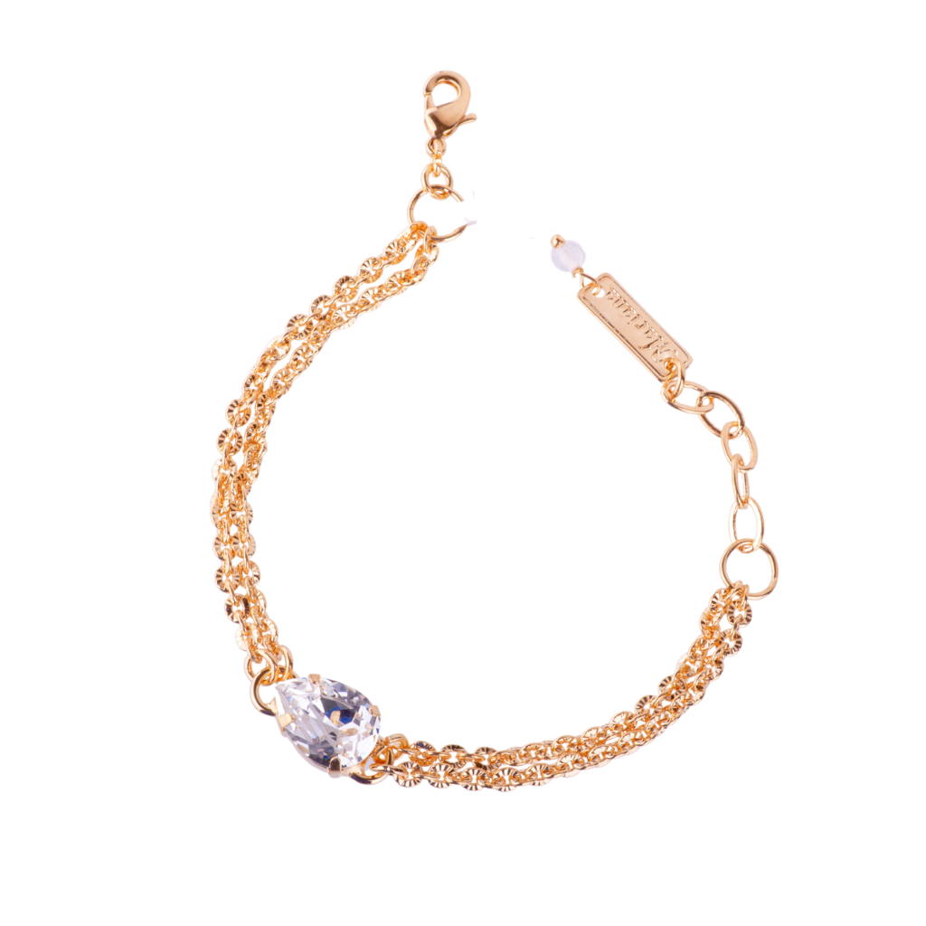 Pear Stone Chain Bracelet in "Clear" - Yellow Gold