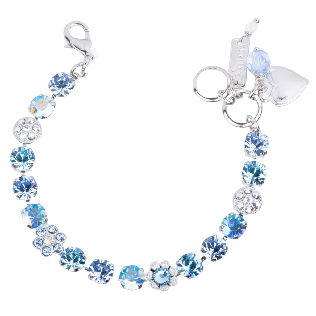 Medium Buttercup Bracelet in "Bay Blue" - Rhodium